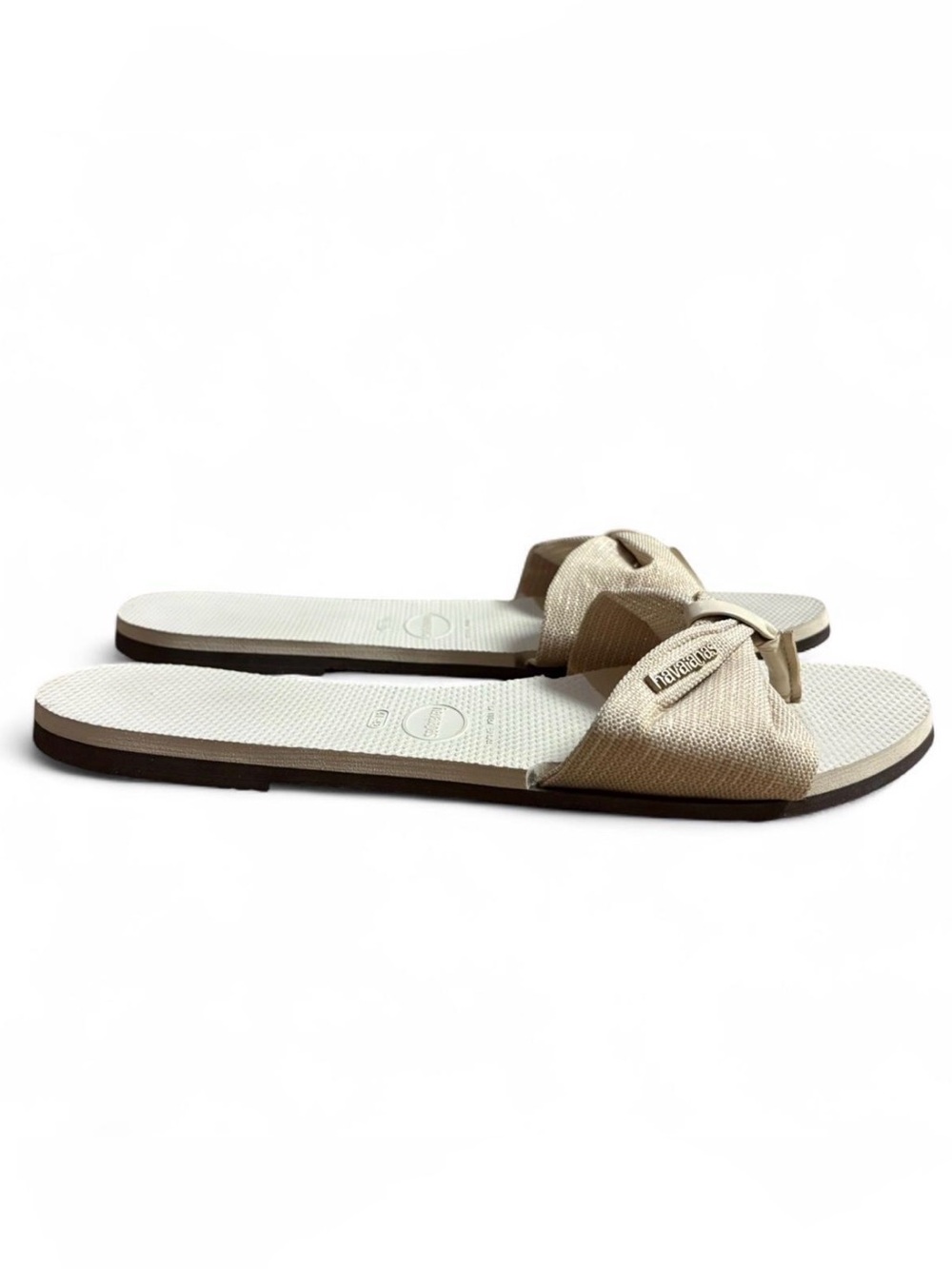 Original HAVAIANAS Womens You St Tropez Shine Bow Flip Flops Beige 11 12 W